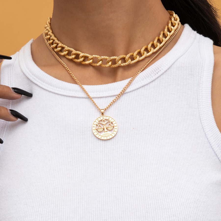 

Lovely Libra Casual Constellation Gold Double-layer Necklace