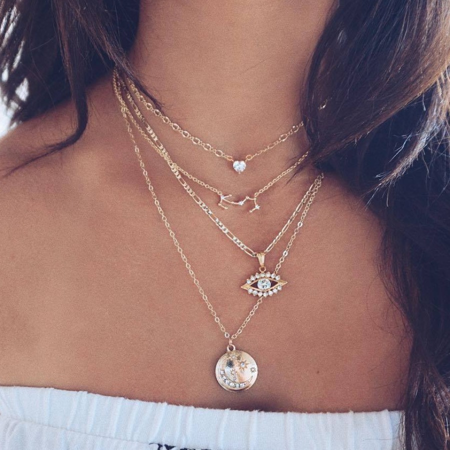 

Lovely Casual Constellation Gold Multilayer Necklace