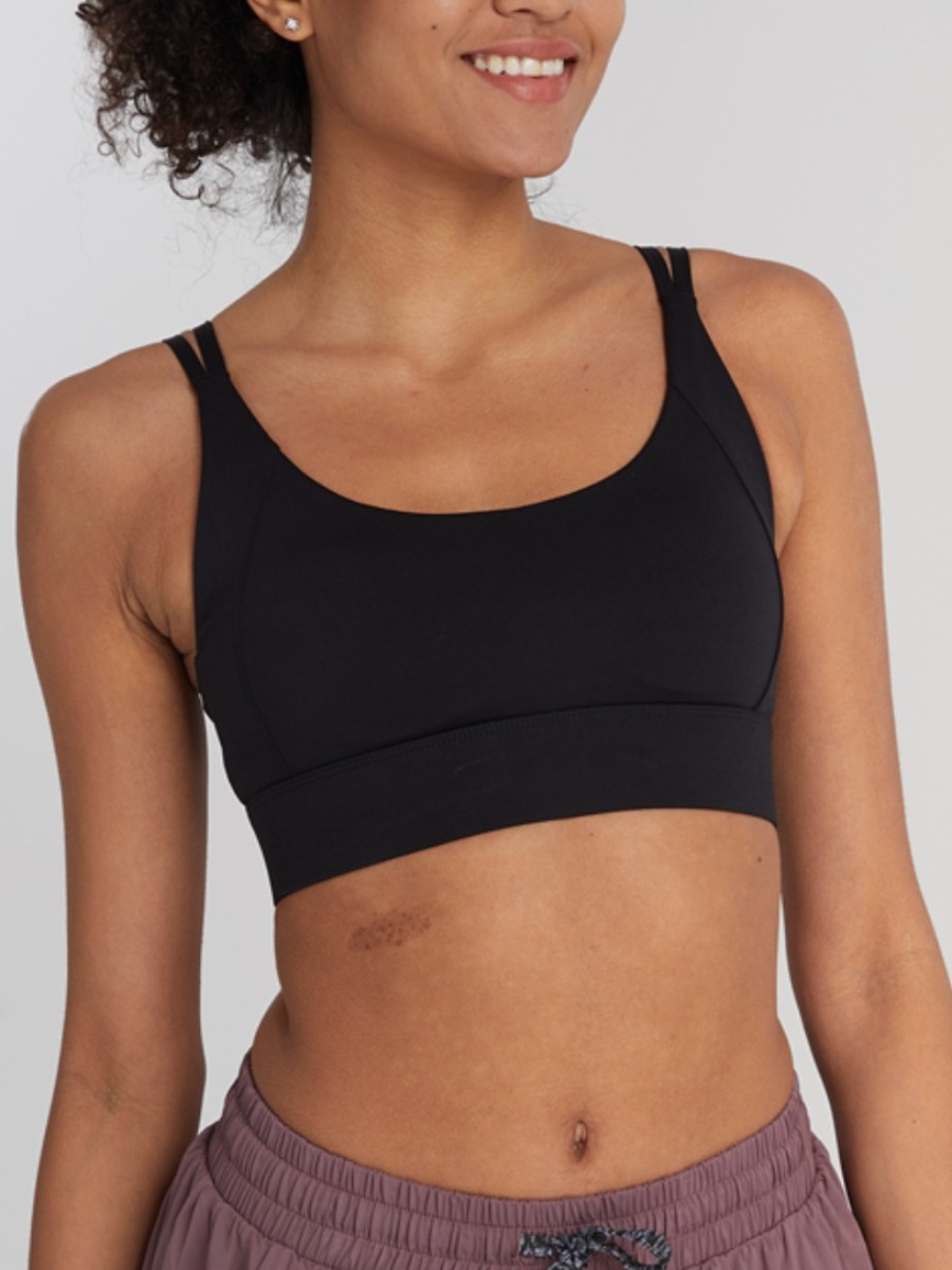 

Lovely Sporty U Neck Crop Top Black Sports Bra