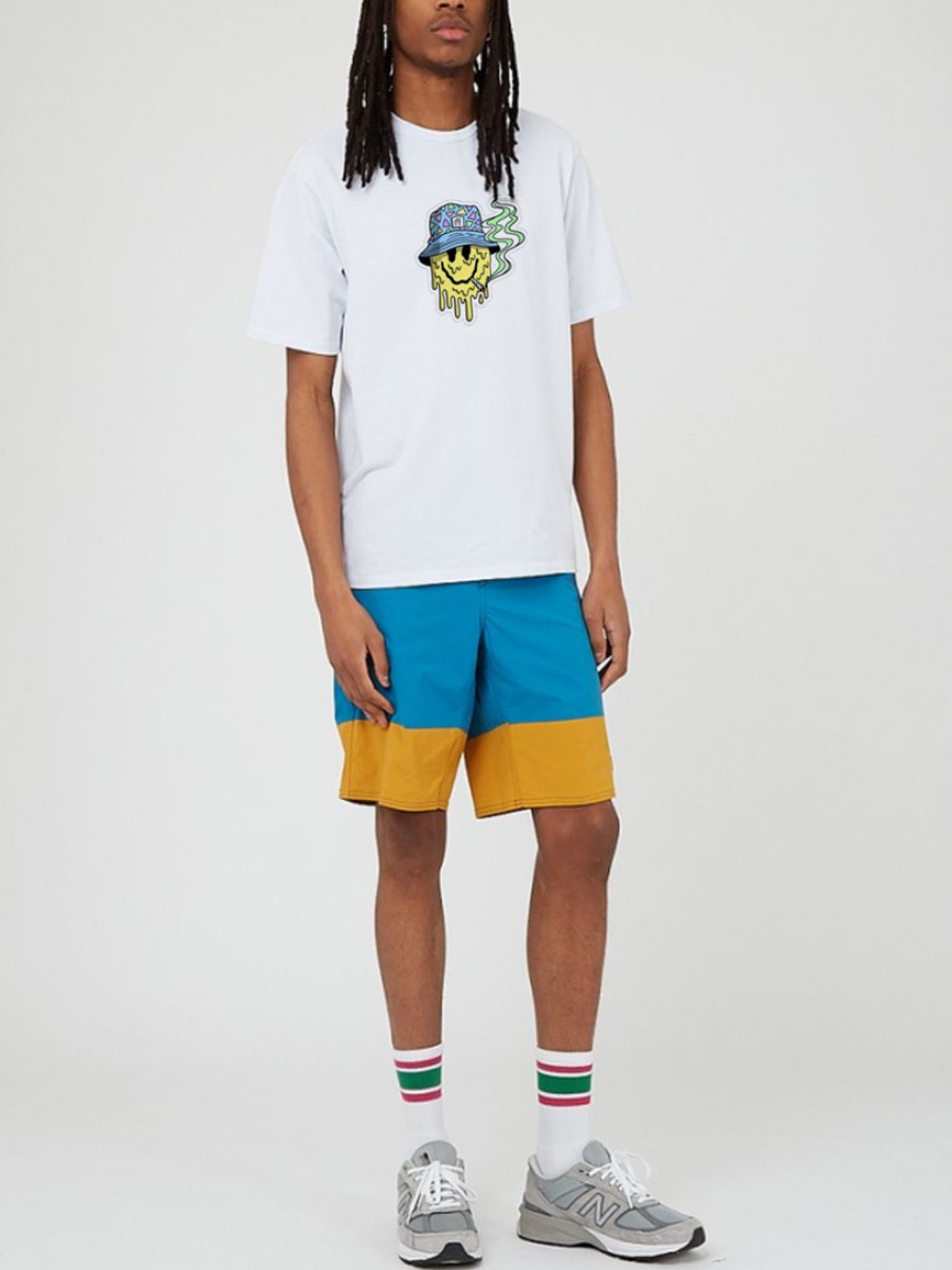 

Lovely Men Casual Cartoon Print Drawstring White Two Piece Shorts Set