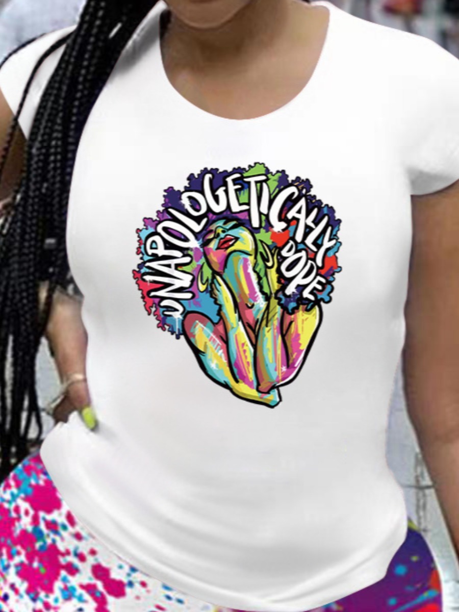 

Lovely Casual Figure Letter Print White T-shirt