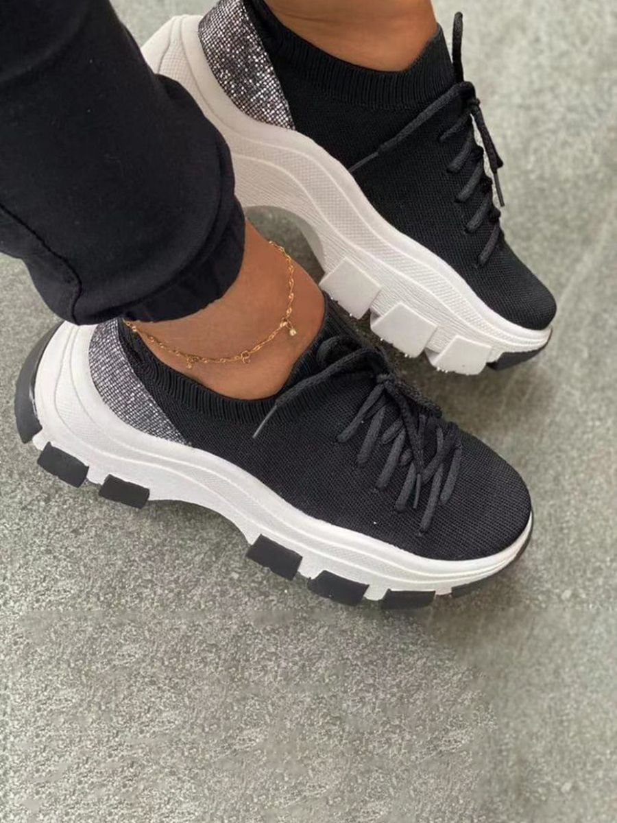 

Lovely Sporty High Sole Black Sneakers