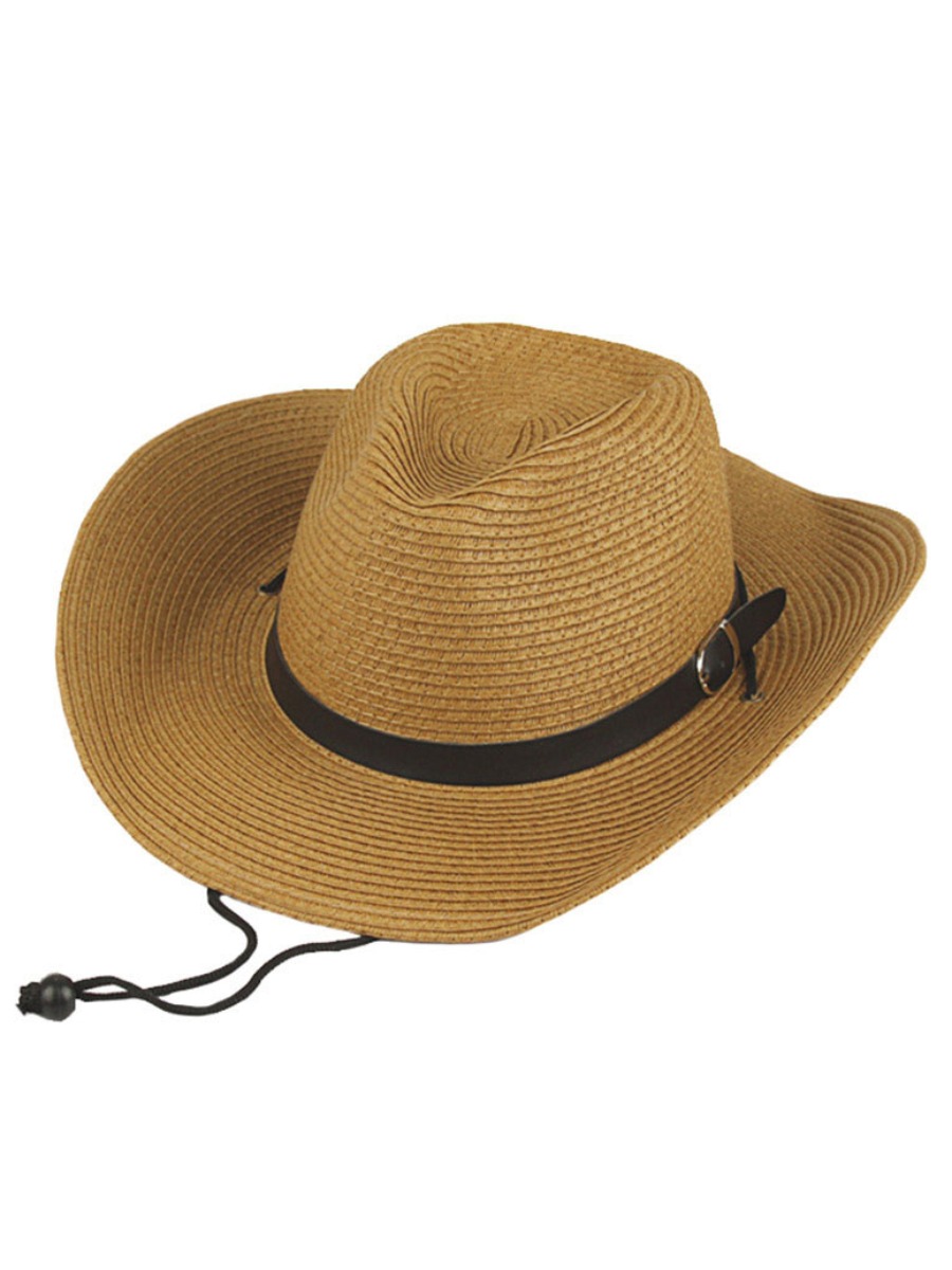 LW Boho Drawstring Straw Khaki Hat