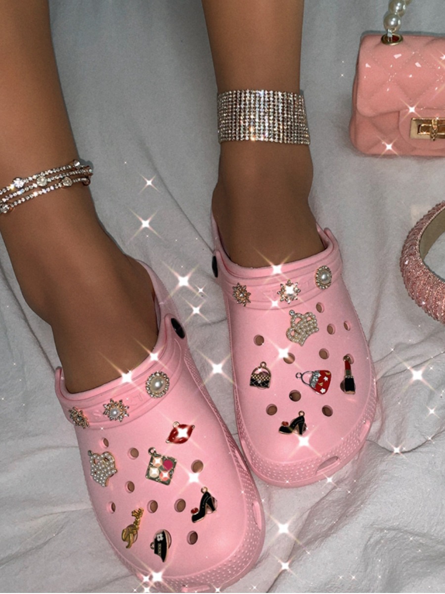 

LW Casual Hollow-out Lip Decoration Pink Slippers