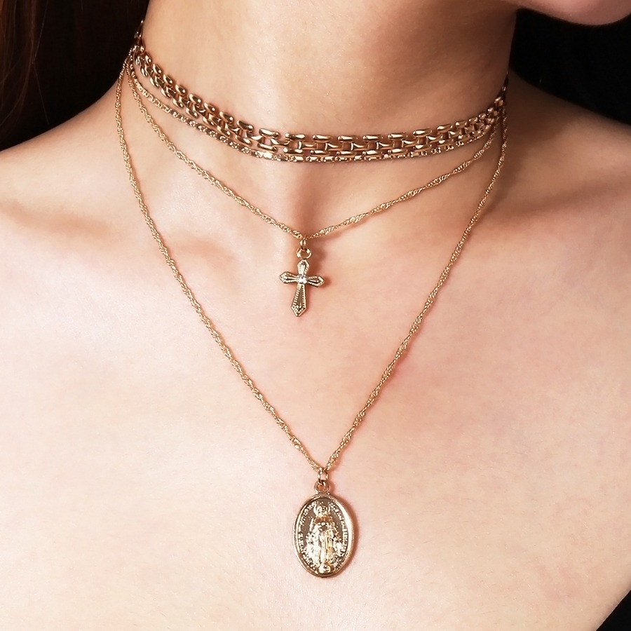 

LW Casual Coin Decoration Rose Gold Multilayer Necklace