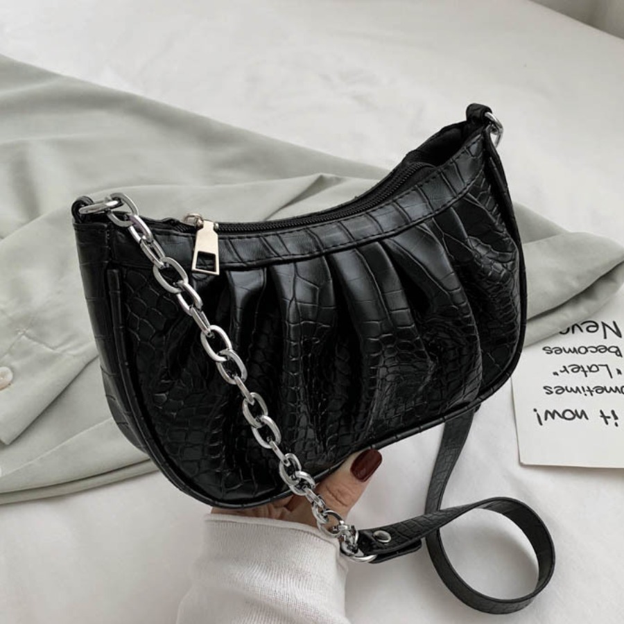 

LW Casual Fold Design Black Crossbody Bag