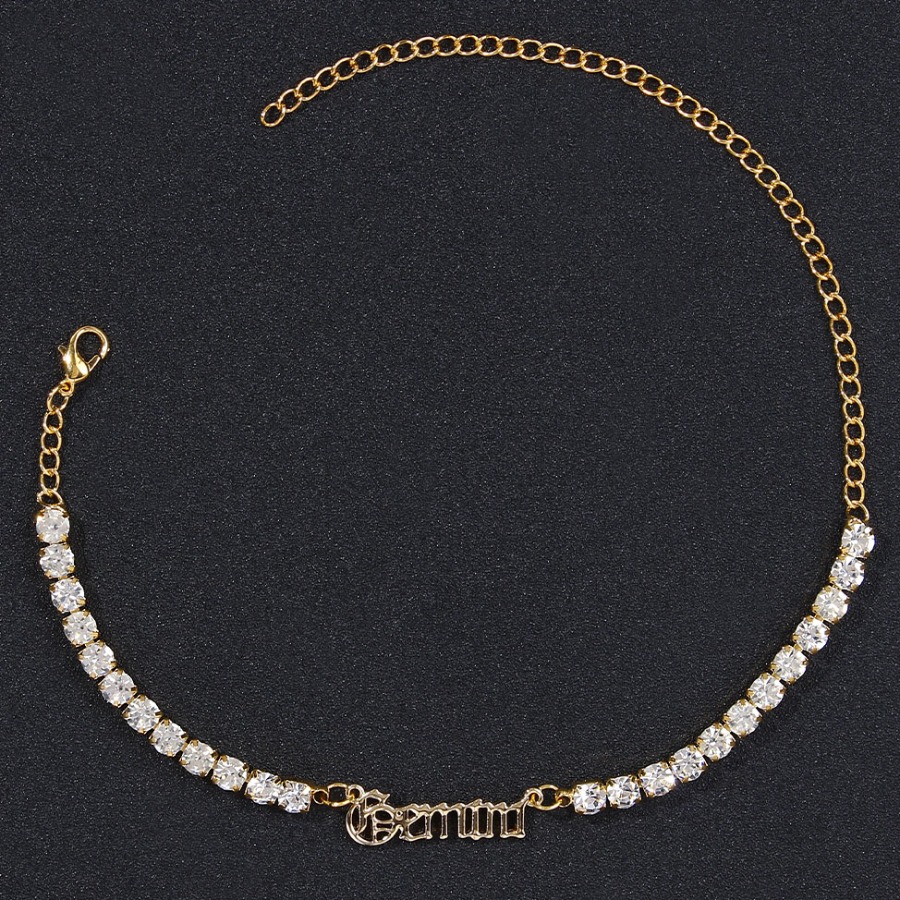 

LW Gemini Casual Letter Decoration Olive Yellow Anklet