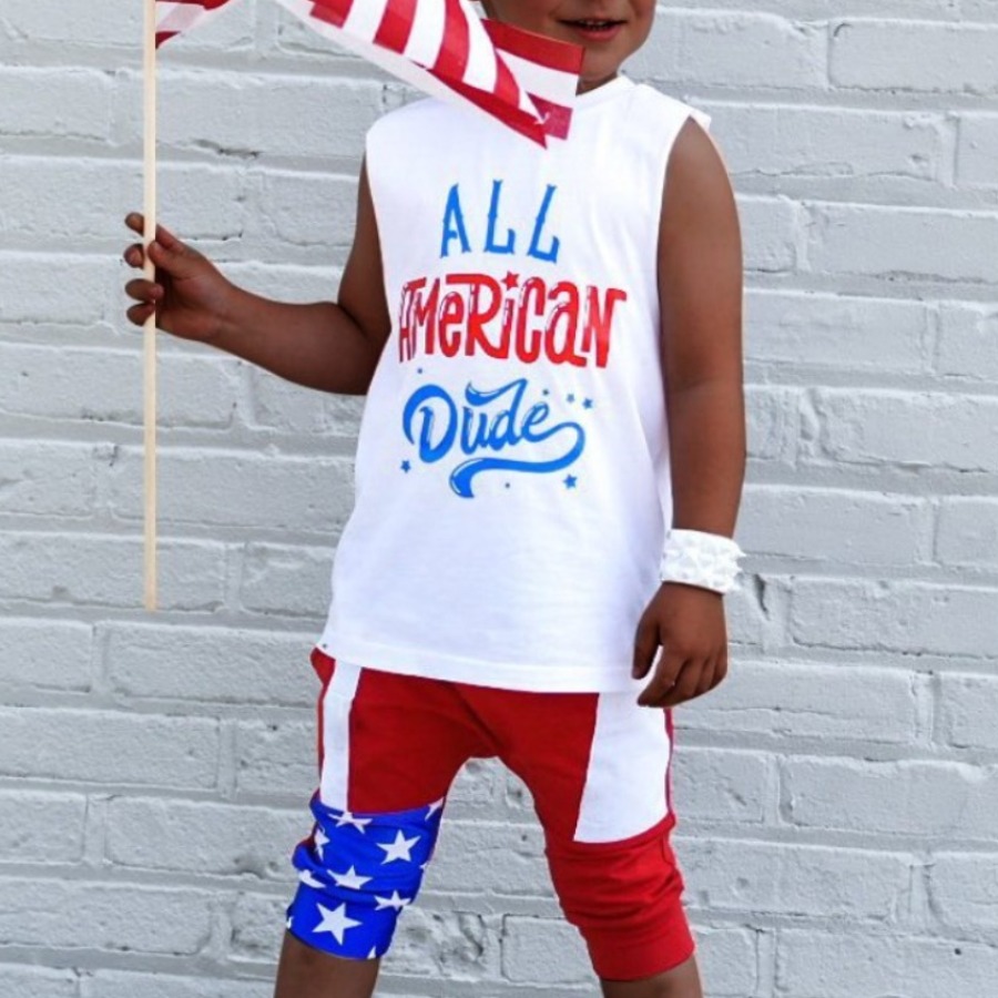 

LW Boy Street Star Letter Print White Two Piece Shorts Set