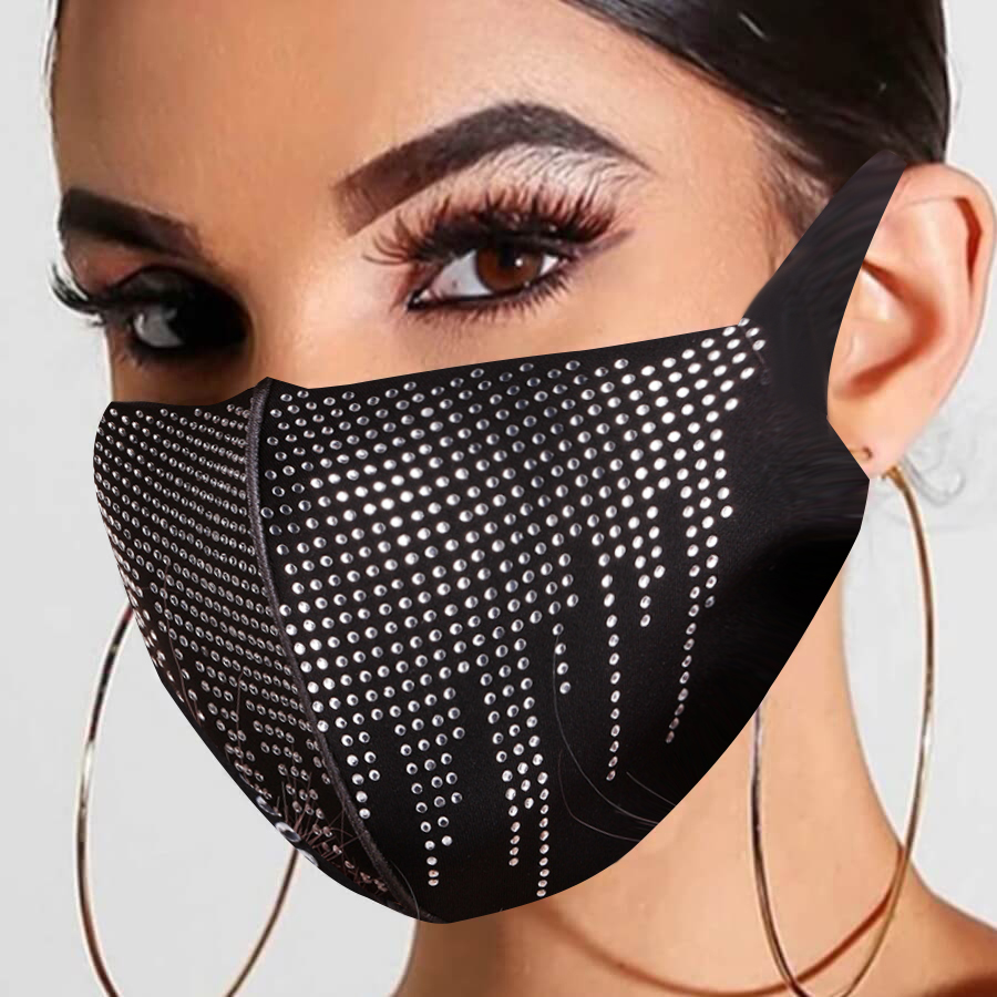 

LW COTTON Street Crystal Decoration Black Face Mask