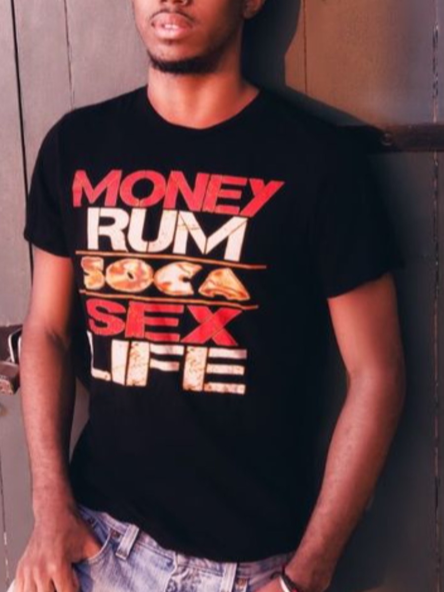 

Lovely Men Casual Round Neck Letter Print Black T-shirt