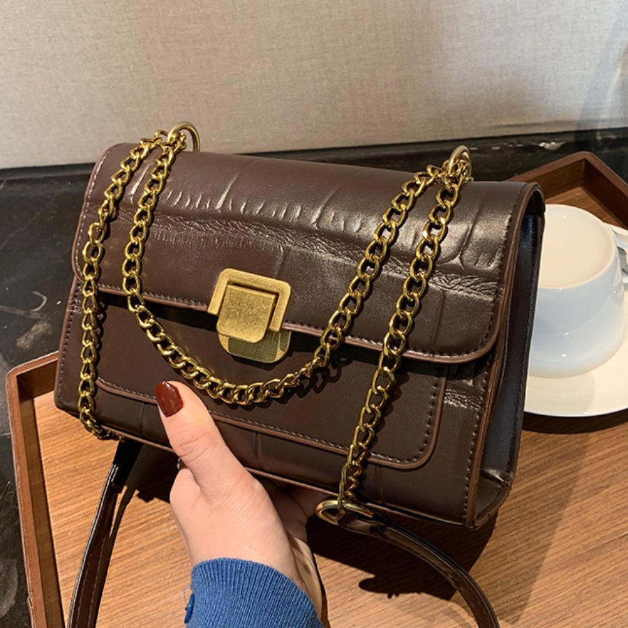 

Lovely Casual Chain Strap Brown Shoulder Bag