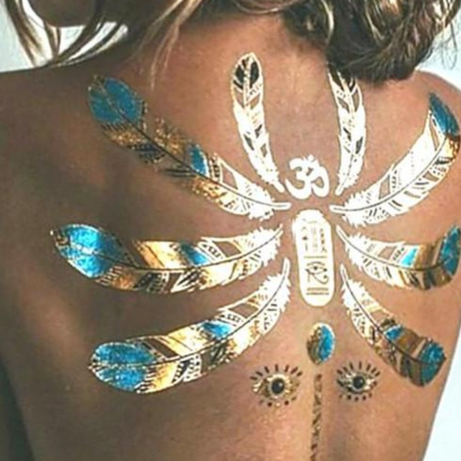 

LW Street Floral Decoration Gold Body Tattoo