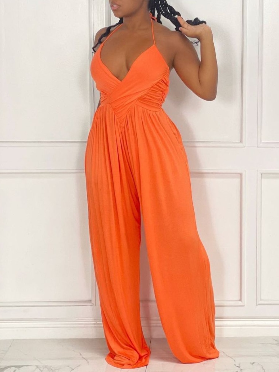 

Lovely Sexy Backless Wide Leg Croci One-piece Jumpsuit