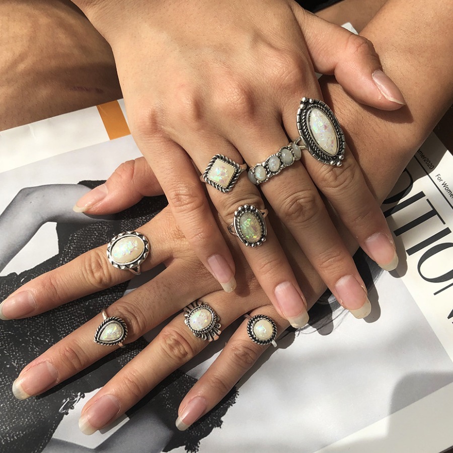 

LW Casual Pearl Decoration Hollow-out Silver Ring
