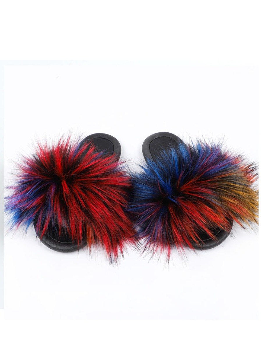 Lovely Casual Feather Decoration Multicolor Slippers