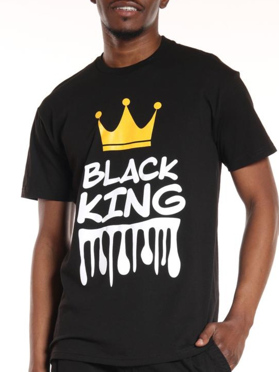 

Lovely Men Crown Letter Print T-shirt, Black