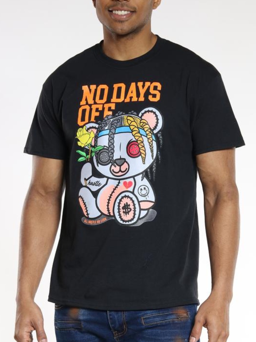 LovelyWholesale Men Cartoon Letter Print T-shirt Summer Short Sleeve Casual Letter Round Neck Spring Summer 2024