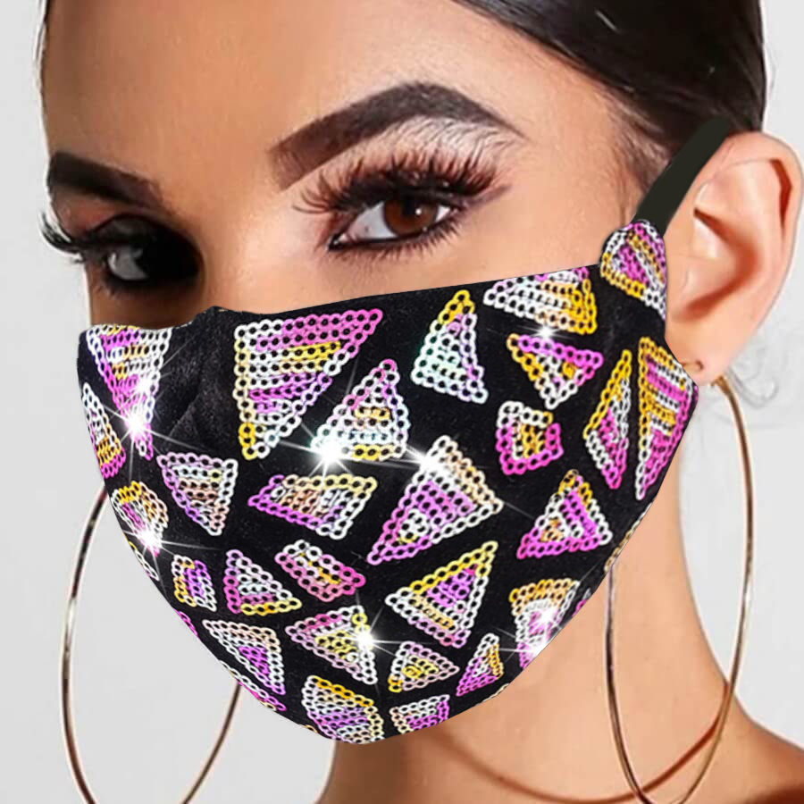 

Lovely Sequined Patchwork Face Mask, Purple