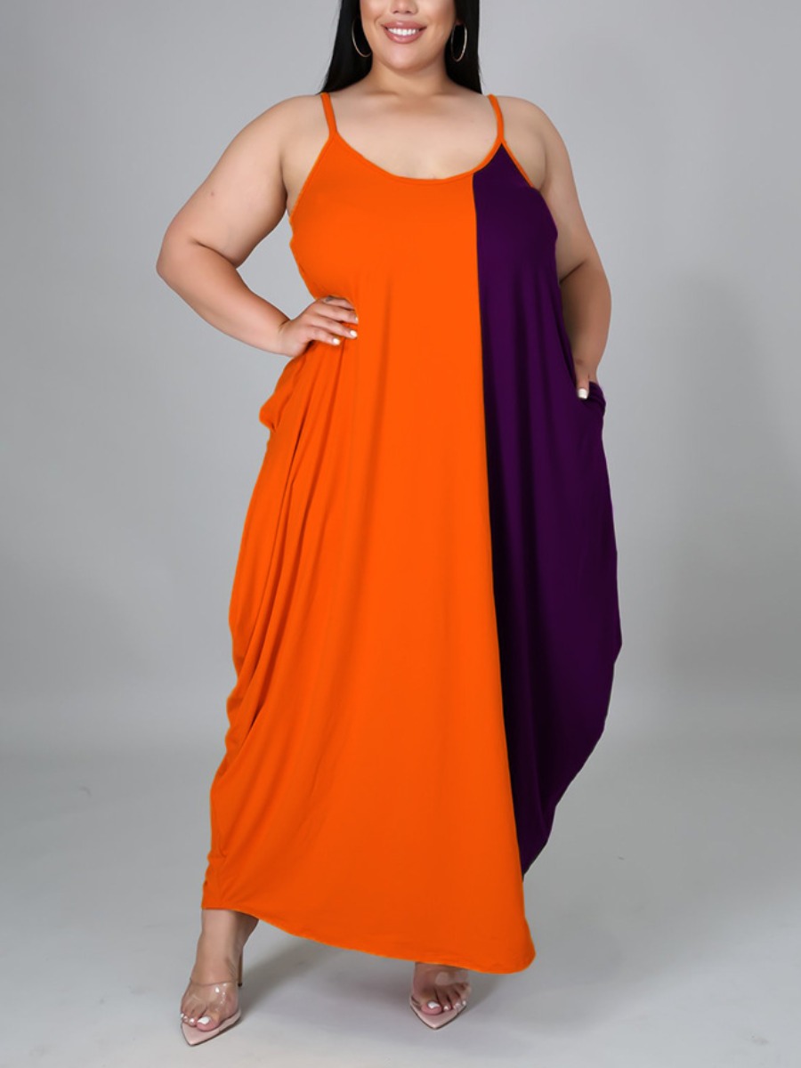 

LW Plus Size Color-lump Fold Design Dress, Croci