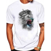 LW COTTON Men Casual Print White T-shirt