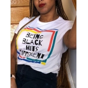 LW Round Neck Letter Print T-shirt