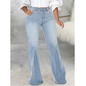 LW Casual High-waisted Flared Baby Blue Jeans