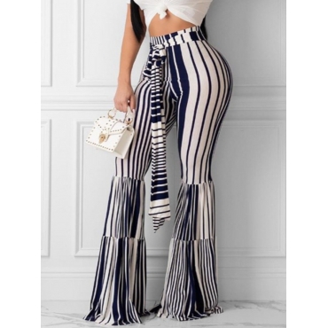 

Lovely Street Striped Flared Blue Pants