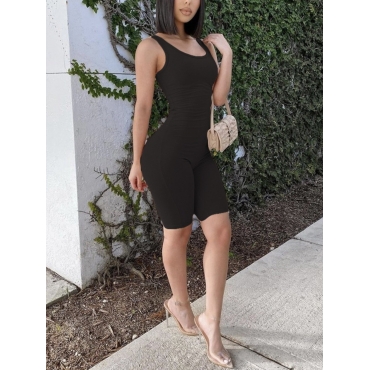

Lovely Casual U Neck Basic Skinny Black One-piece Romper