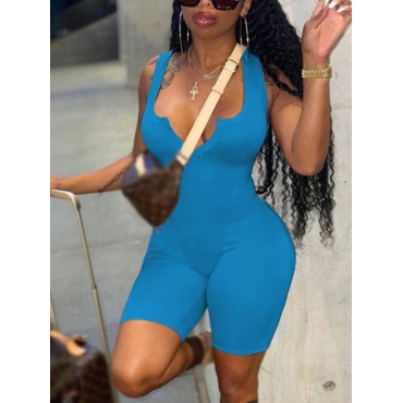 

LW Sexy V Neck Skinny Blue One-piece Romper