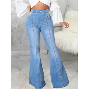 

Lovely Casual High-waisted Flared Blue Jeans