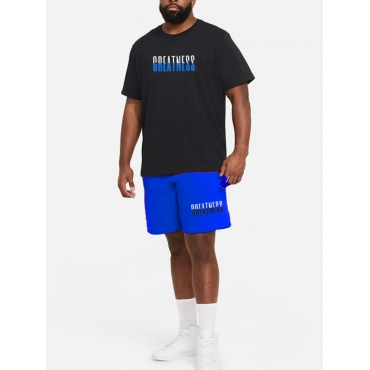 

Lovely Men Casual Letter Print Drawstring Black Two Piece Shorts Set