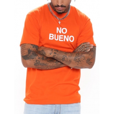 

Lovely Men Casual Round Neck Letter Print Jacinth T-shirt