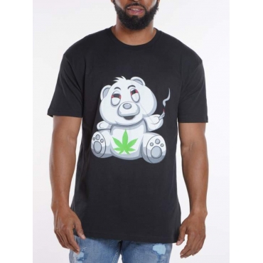 

Lovely Men Round Neck Cartoon Print T-shirt, Black