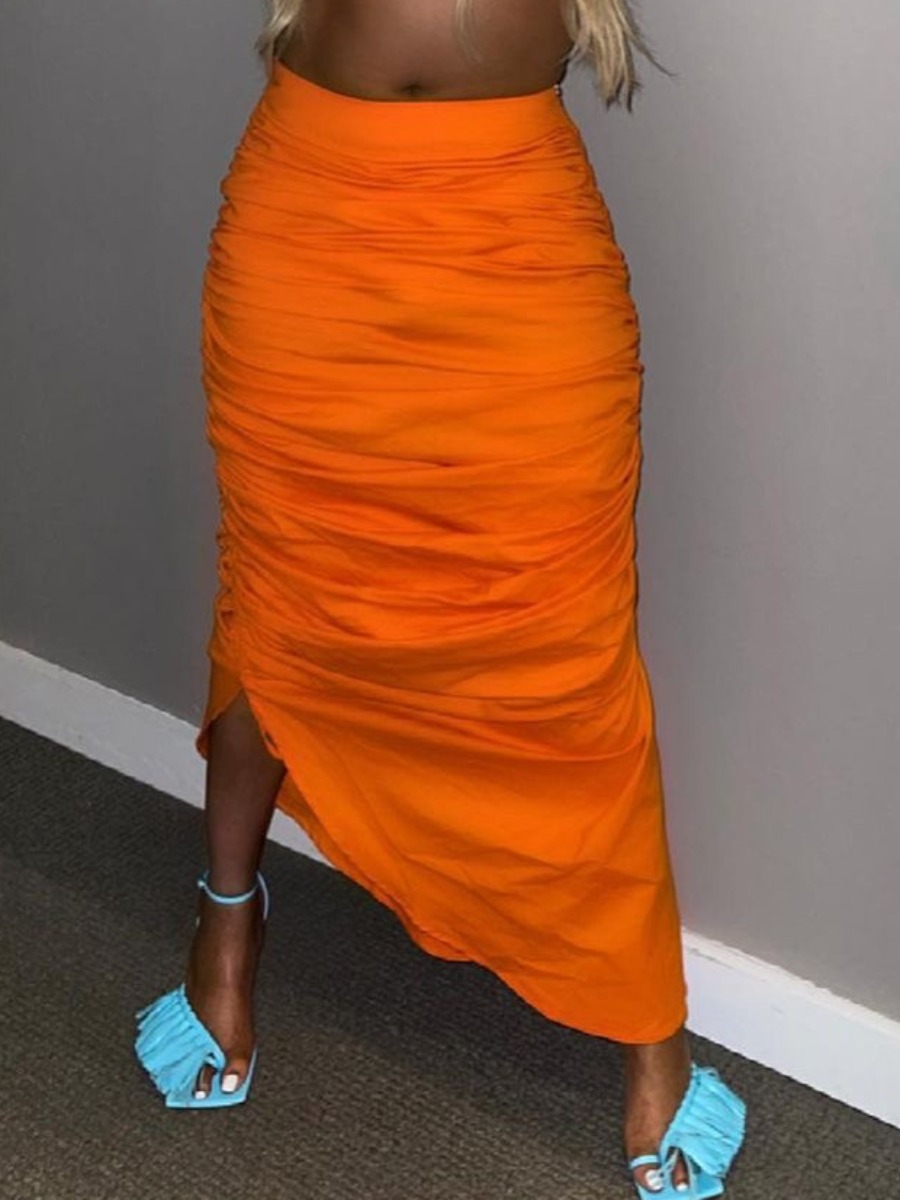 

Lovely Fold Design Slit Skirt, Croci