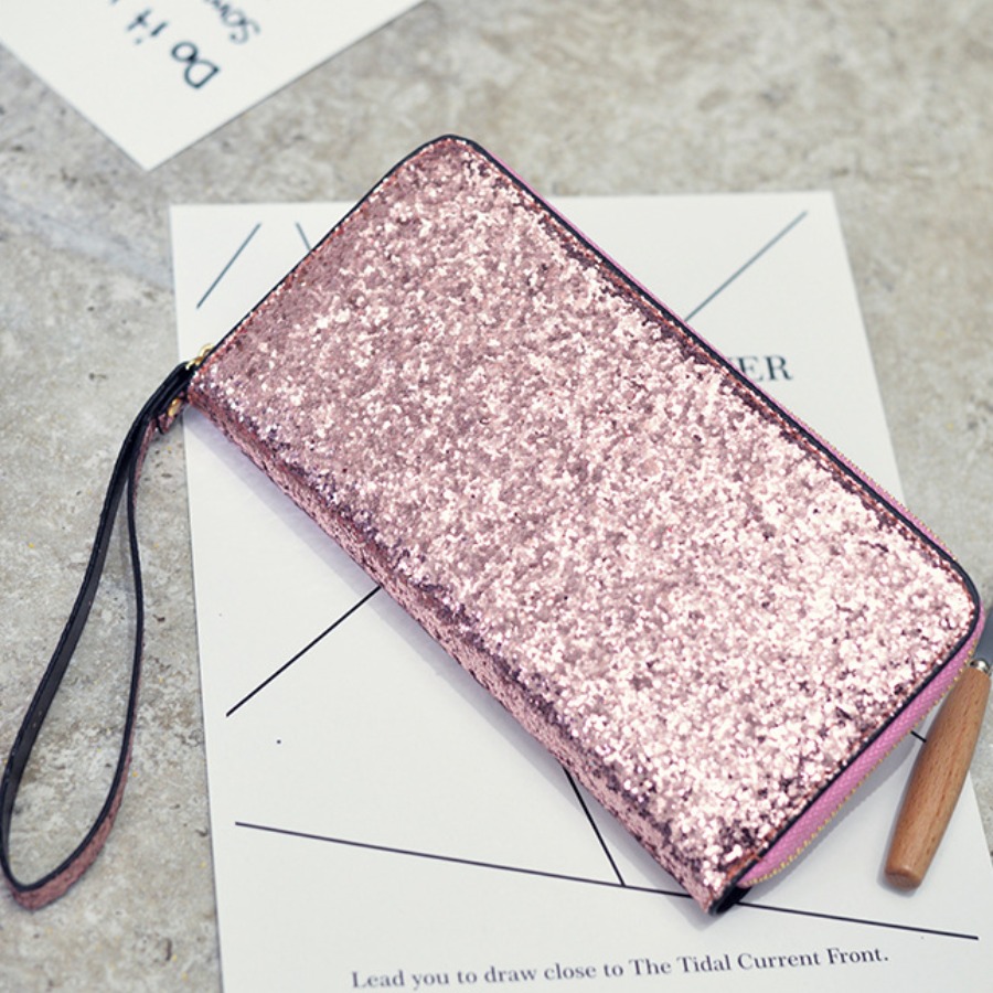 

Lovely Casual Sequined Wallets, Pink