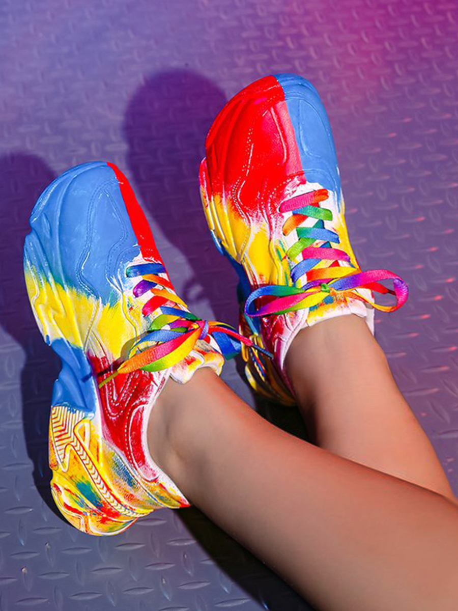 

Lovely High Sole Tie-dye Sneakers, Multi