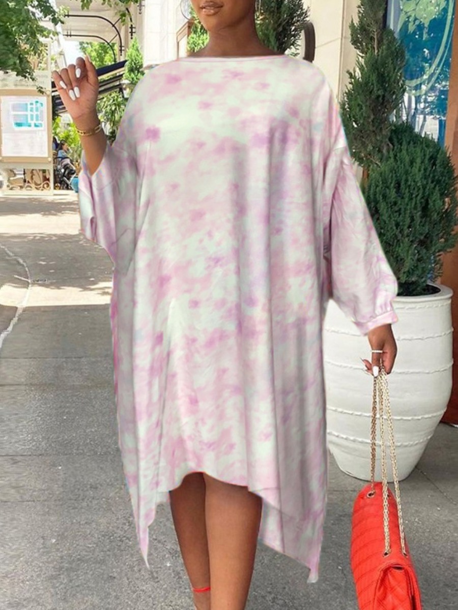 

LW Plus Size Dropped Shoulder Leopard Print Dress, Light pink