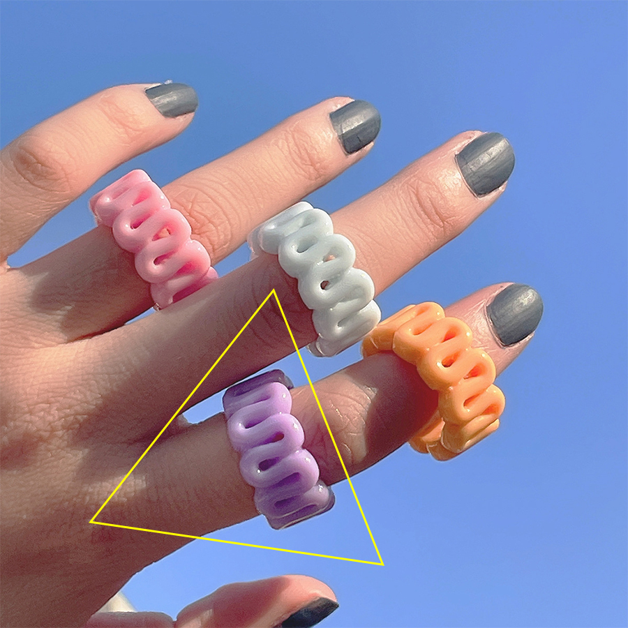 LW Hollow Salad Strip Ring, Purple