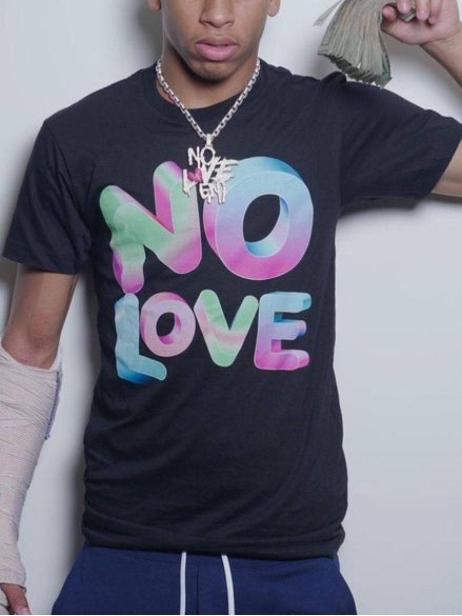 

LW Men Gradient Letter Print T-shirt, Black
