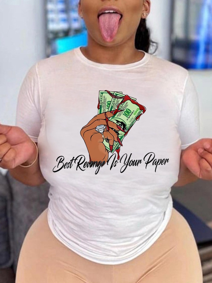 

LW BASICS Money Letter Print T-shirt, White