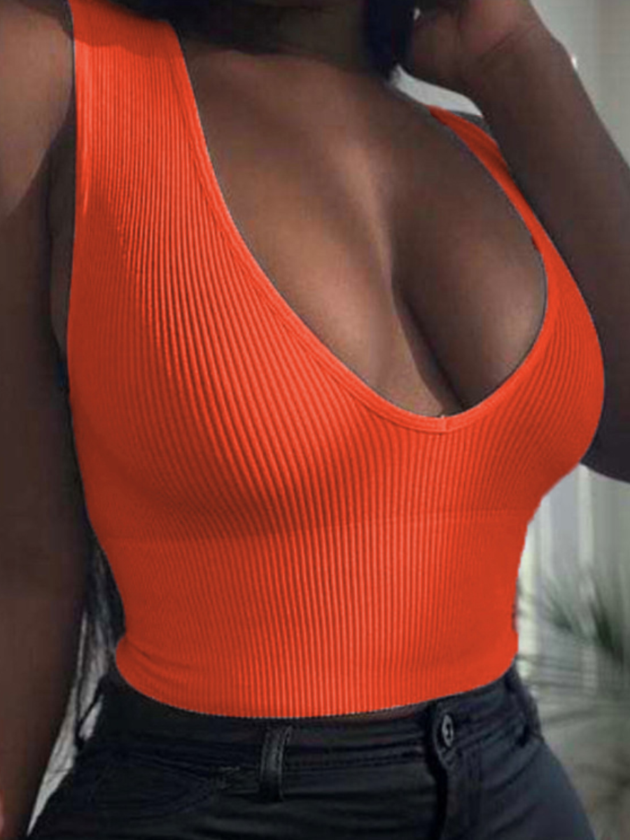 

Lovely U Neck Rib-Knit Camisole, Red