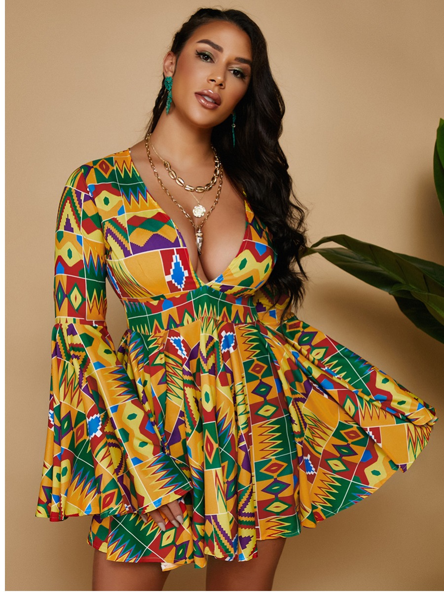 

Lovely Geometric Print Flared A Line Dress, Croci