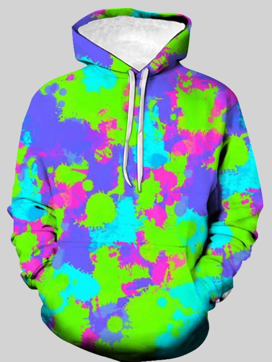 

Lovely Tie-dye Kangaroo Pocket Oversized Hoodie, Grass green