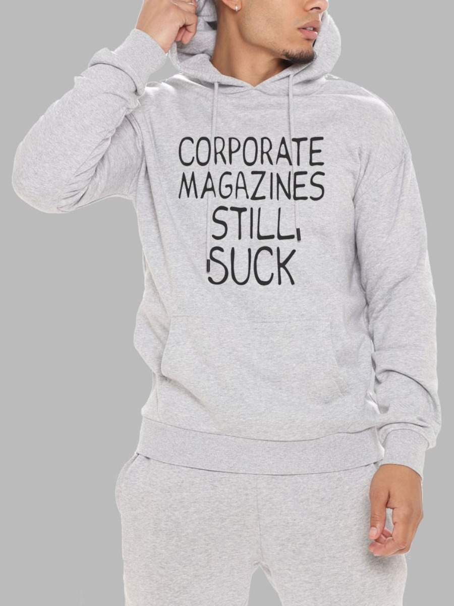 

LW Men Letter Print Oversized Hoodie, Grey