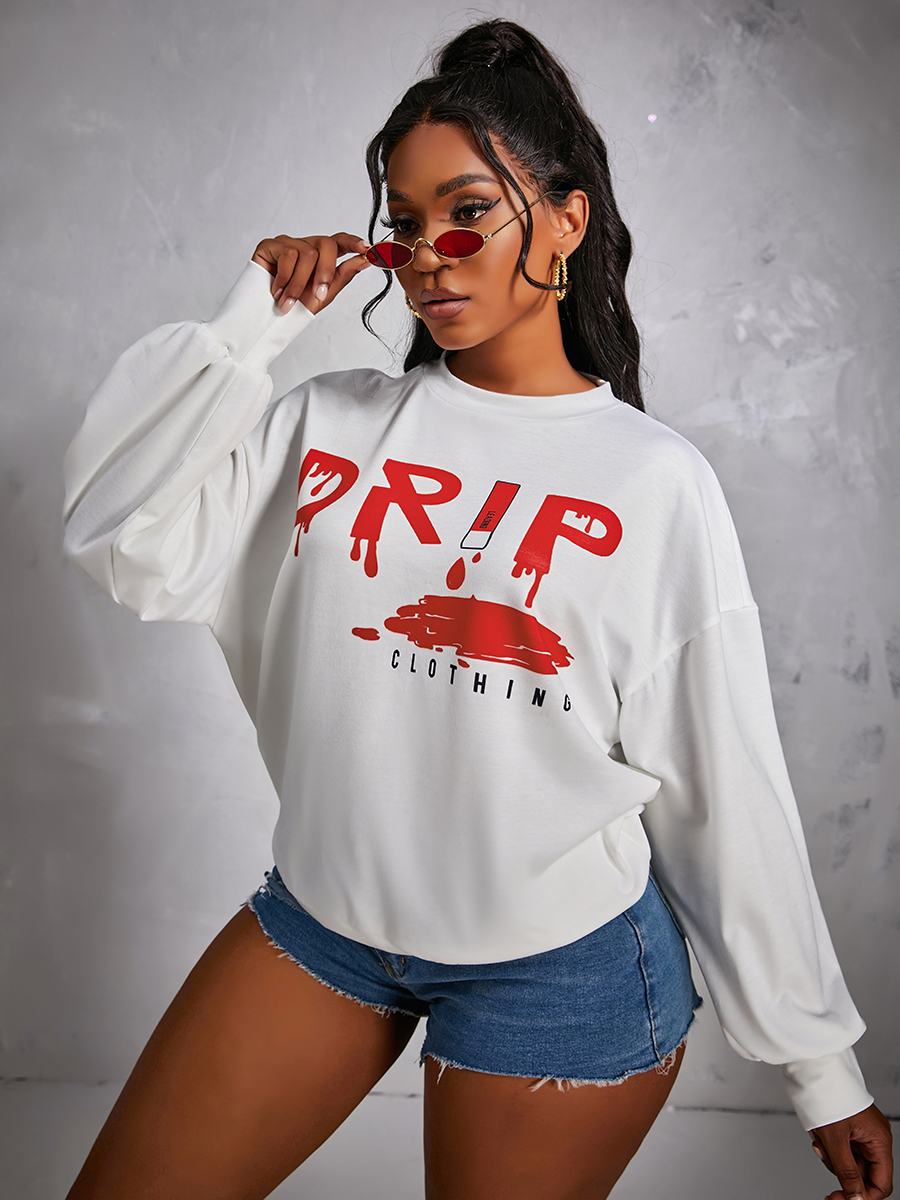 LW Round Neck Letter Print Sweatshirt