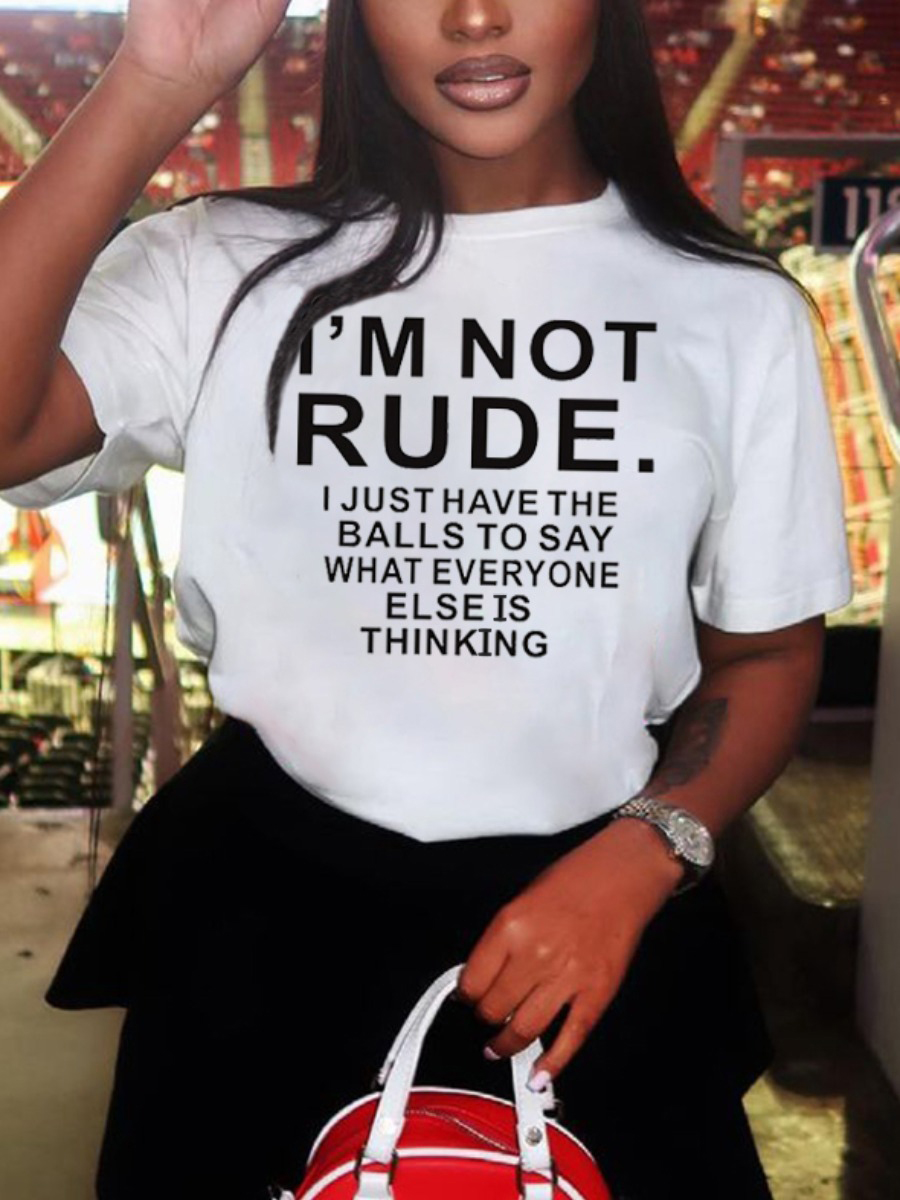 

Lovely Casual O Neck Letter Print White T-shirt