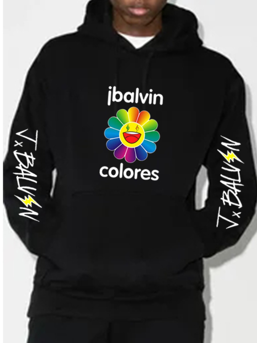 

LW Men Cartoon Letter Print Oversized Hoodie, Black