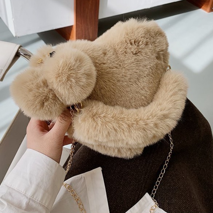 

LW Plush Cartoon Messenger Bag, Khaki