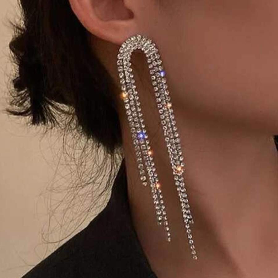 

LW Sequined Tassel Design Earring, Silver