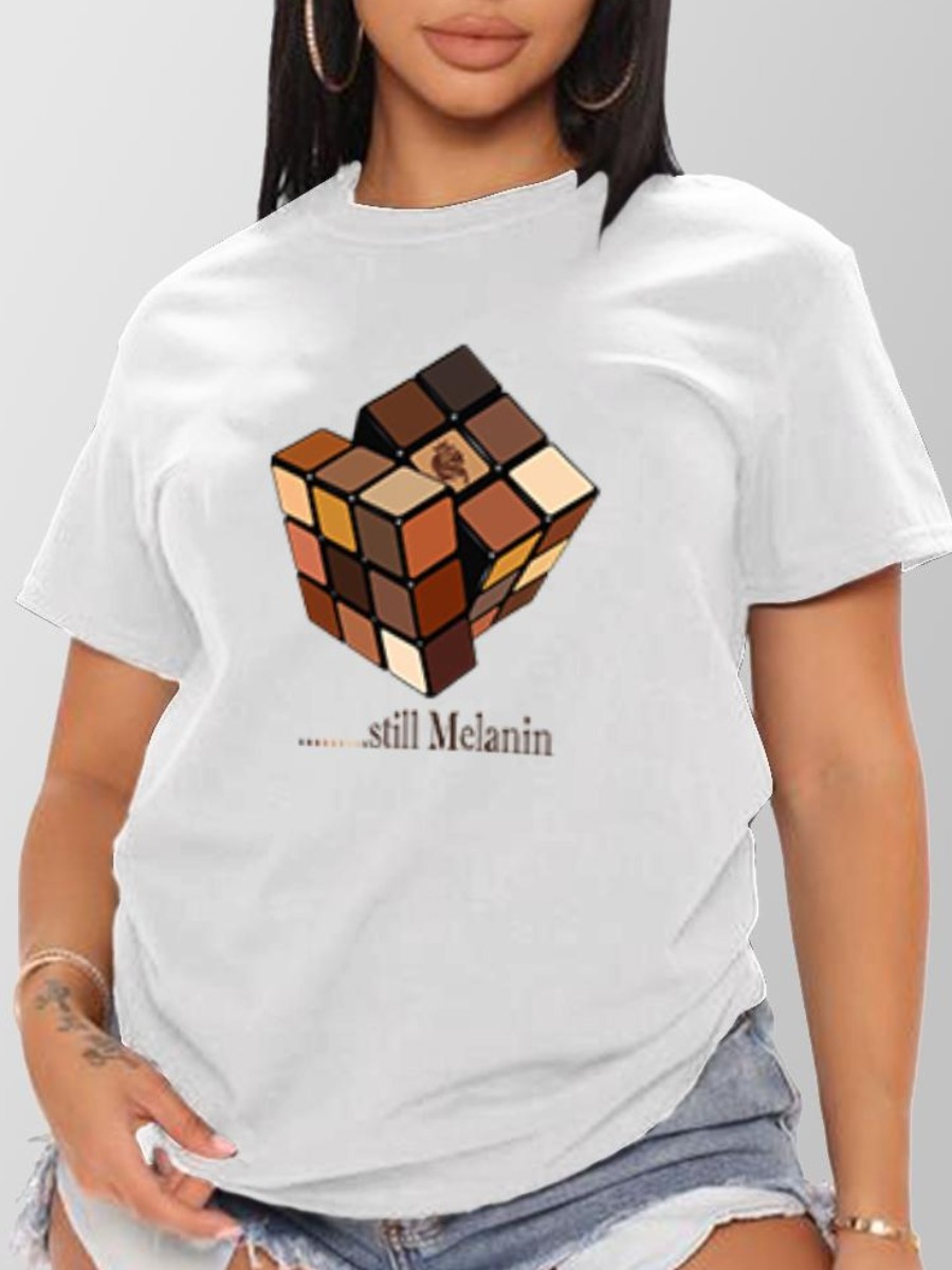 

LW Dice Letter Print T-shirt, White